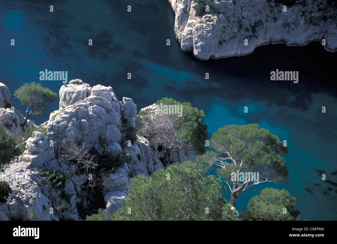 Calanque de Vau, Cassis, Cote d'Azur, Provence, France, Europe, rocks, water Stock Photo
