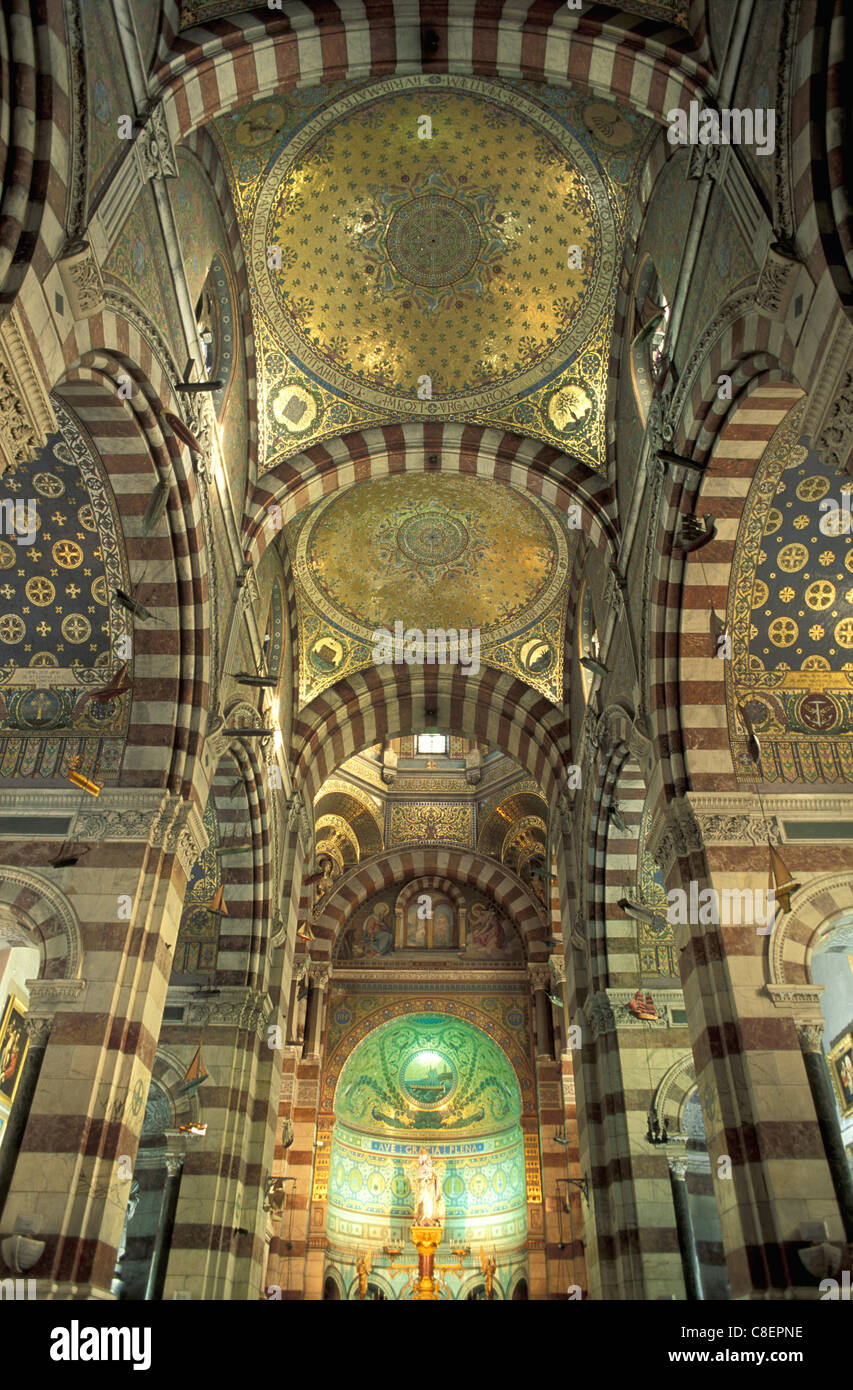 Notre Dame de la Garde, Marsdaille, Cote d'Azur, Provence, France, Europe, interior Stock Photo