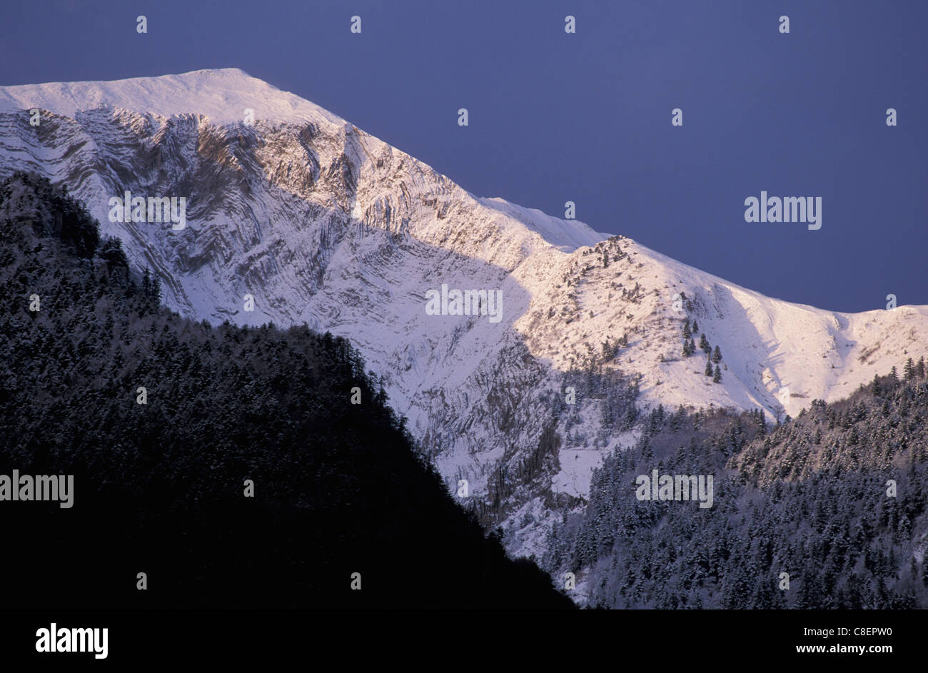 Snow, Mountain, Col de la Croix Haute, Rhone-Alpes, France, Europe, alpine Stock Photo