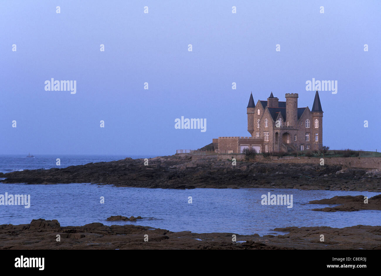 House, Coast, Cote Sauvage, Quiberon, Brittany, Bretagne, France, Europe, Stock Photo