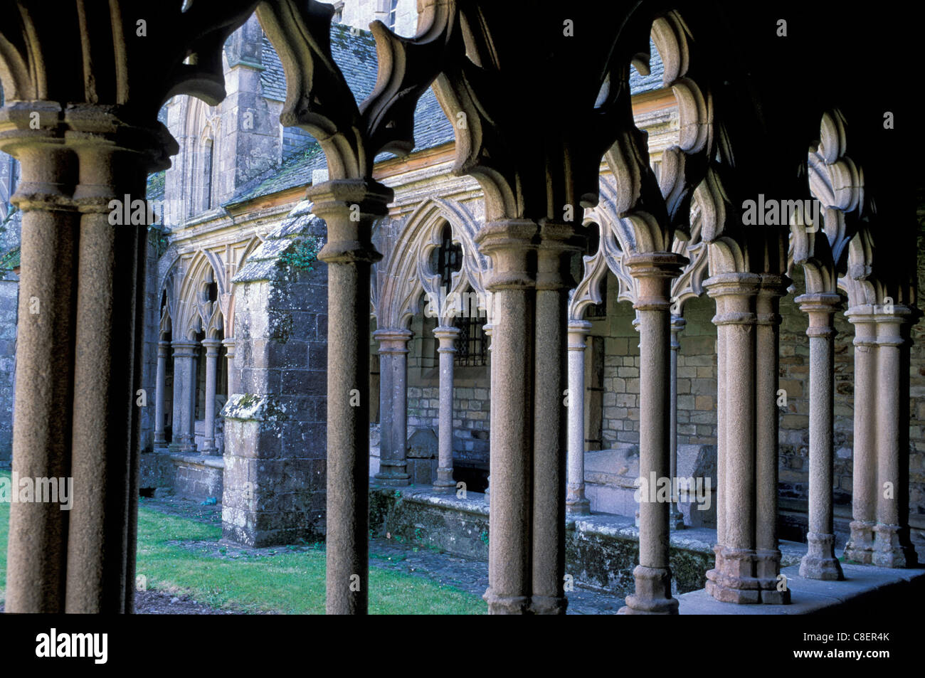 Cloitre, Cathedral, church, St. Tugdual, Treguier, Brittany, Bretagne, France, Europe, columns Stock Photo