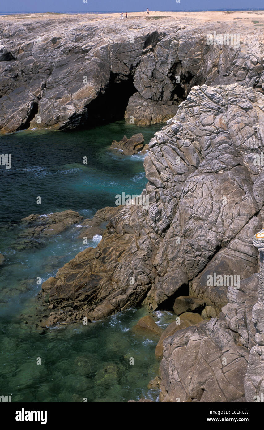 Cliffs, Cote sauvage, Presqu'ile de Quiberon, Brittany, Bretagne, France, Europe, rocks Stock Photo