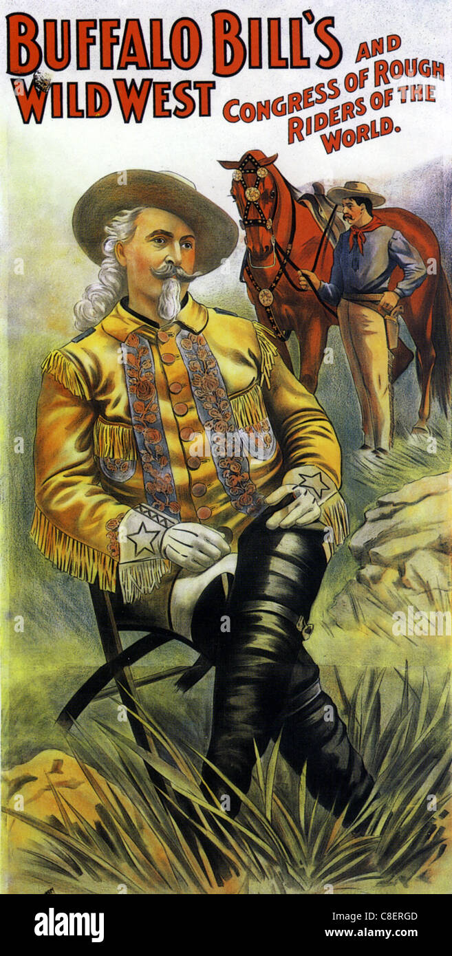 BUFFALO BILL CODY (1846-1917) in a 1905 poster for his travelling show Stock Photo