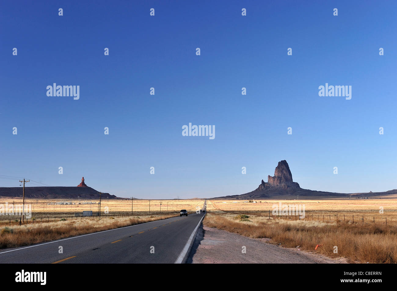 Volcanic Rock, near Kayenta, Navajo, Indian Reservation, near Monument Valley, Arizona, USA, United States, America, Stock Photo