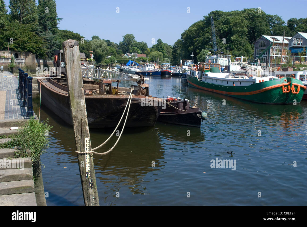 View of the Thames across from Eel Pie Island, near Richmond, Surrey, England, United Kingdom Stock Photo