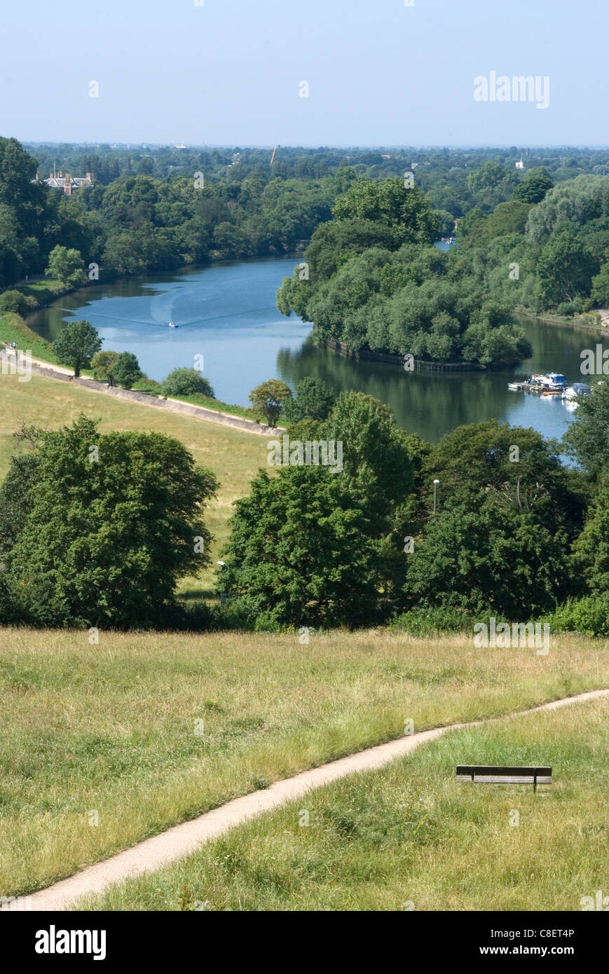 View over the Thames from Richmond Hill, Richmond, Surrey, England, United Kingdom Stock Photo