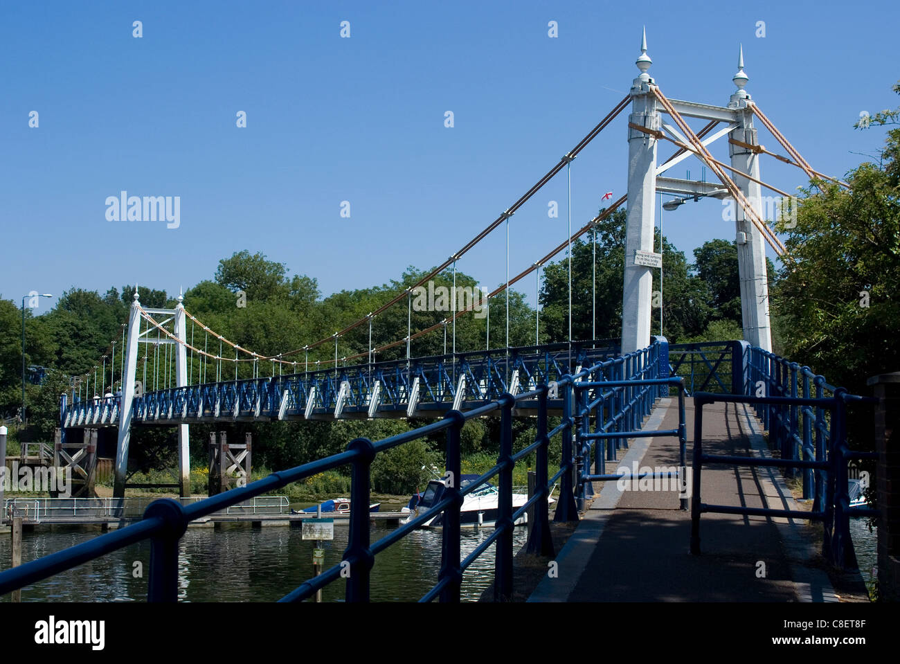 Bridge over the Thames near Teddington Lock, Teddington, near Richmond, Surrey, England, United Kingdom Stock Photo