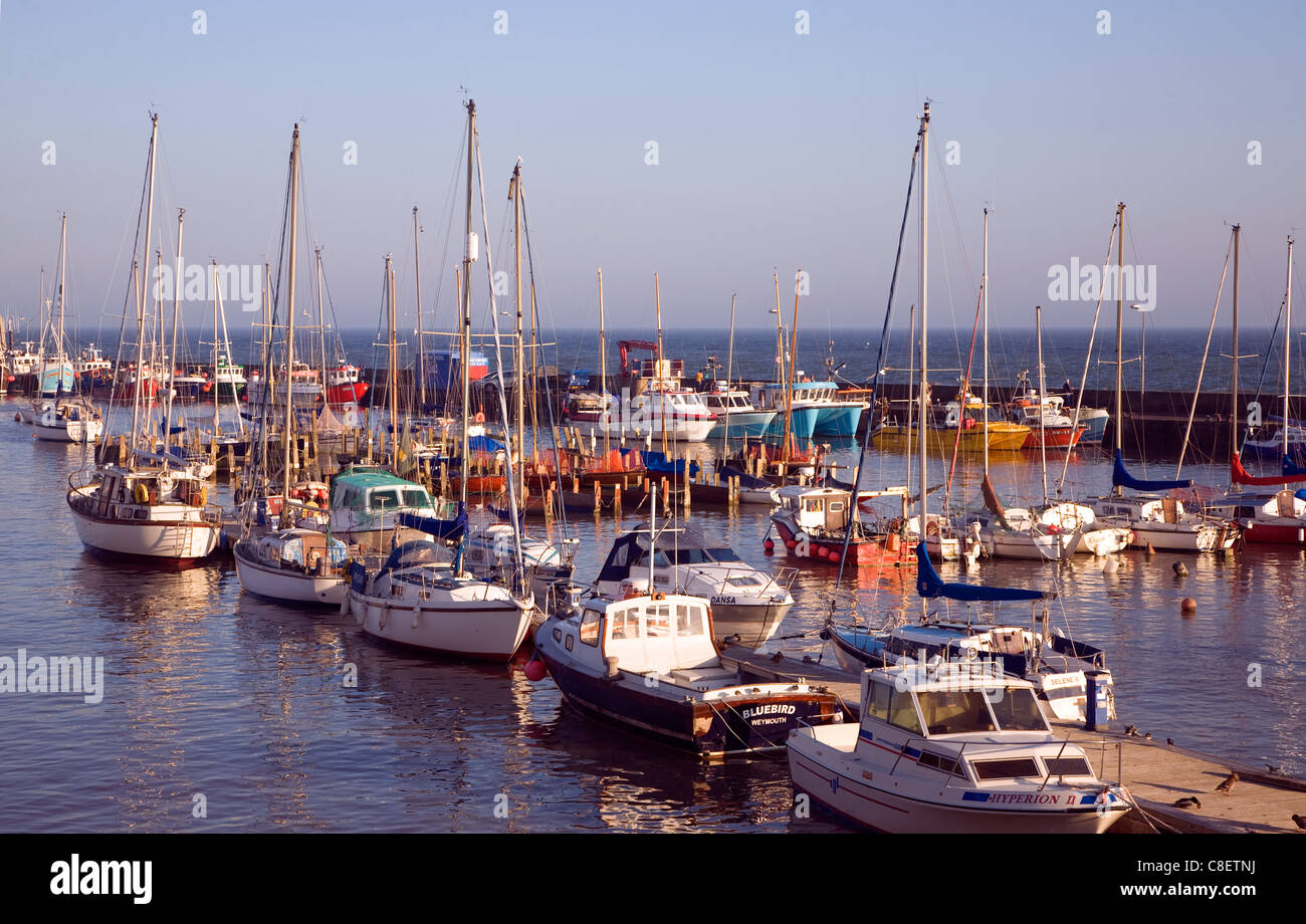 Boats in the harbour at Bridlington, Yorkshire, England Stock Photo