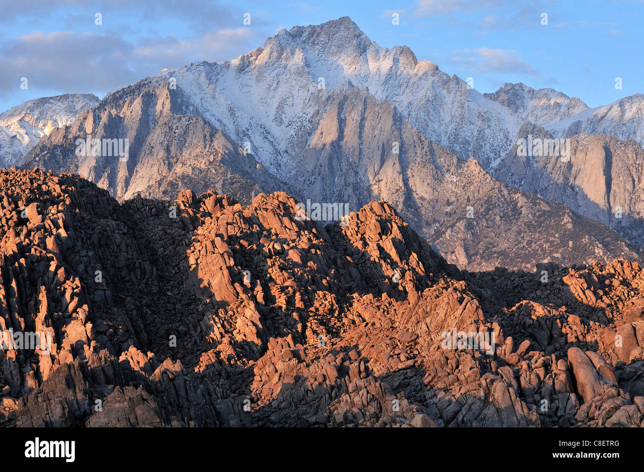 Lone Pine Peak, from Alabama Hills, Sierra Nevada, Mountains, Lone Pine, California, USA, United States, America, rocks, landsca Stock Photo