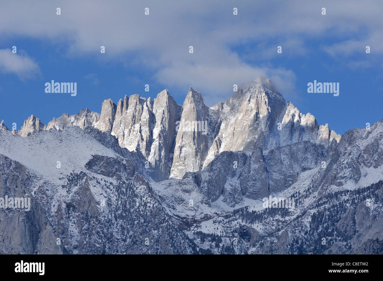 Mt. Whitney, from Alabama Hills, Sierra Nevada, Mountains, Lone Pine, California, USA, United States, America, Stock Photo
