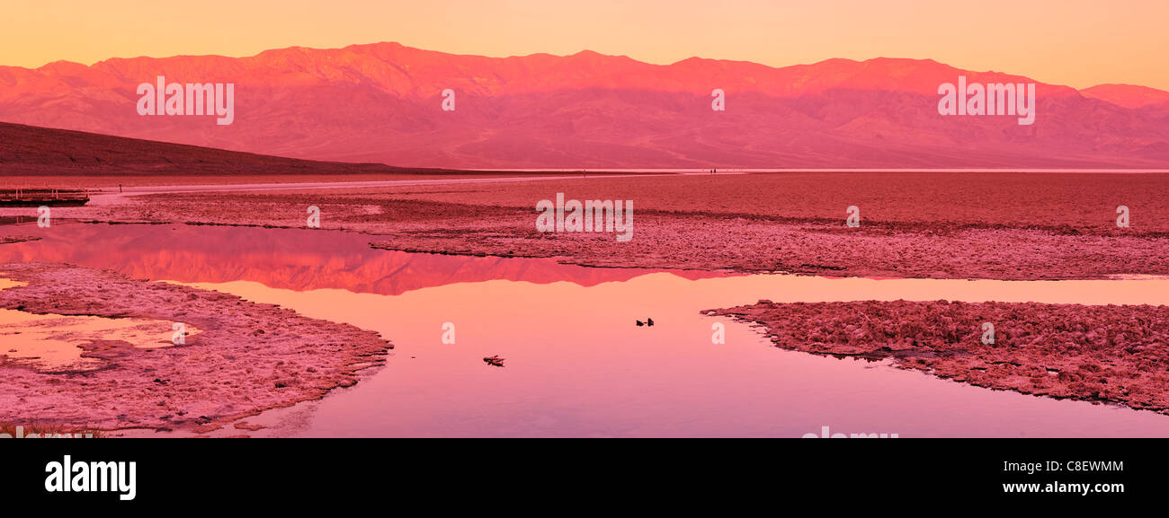 Panorama, Sunrise, Badwater, Death Valley, National Park, California, USA, United States, America, Salzsee, Stock Photo
