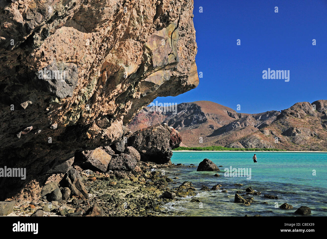 Balandra Beach, near La Paz, Baja California Sur, Baja, California, Sur, Mexico, Middle America, rock, formation, water Stock Photo
