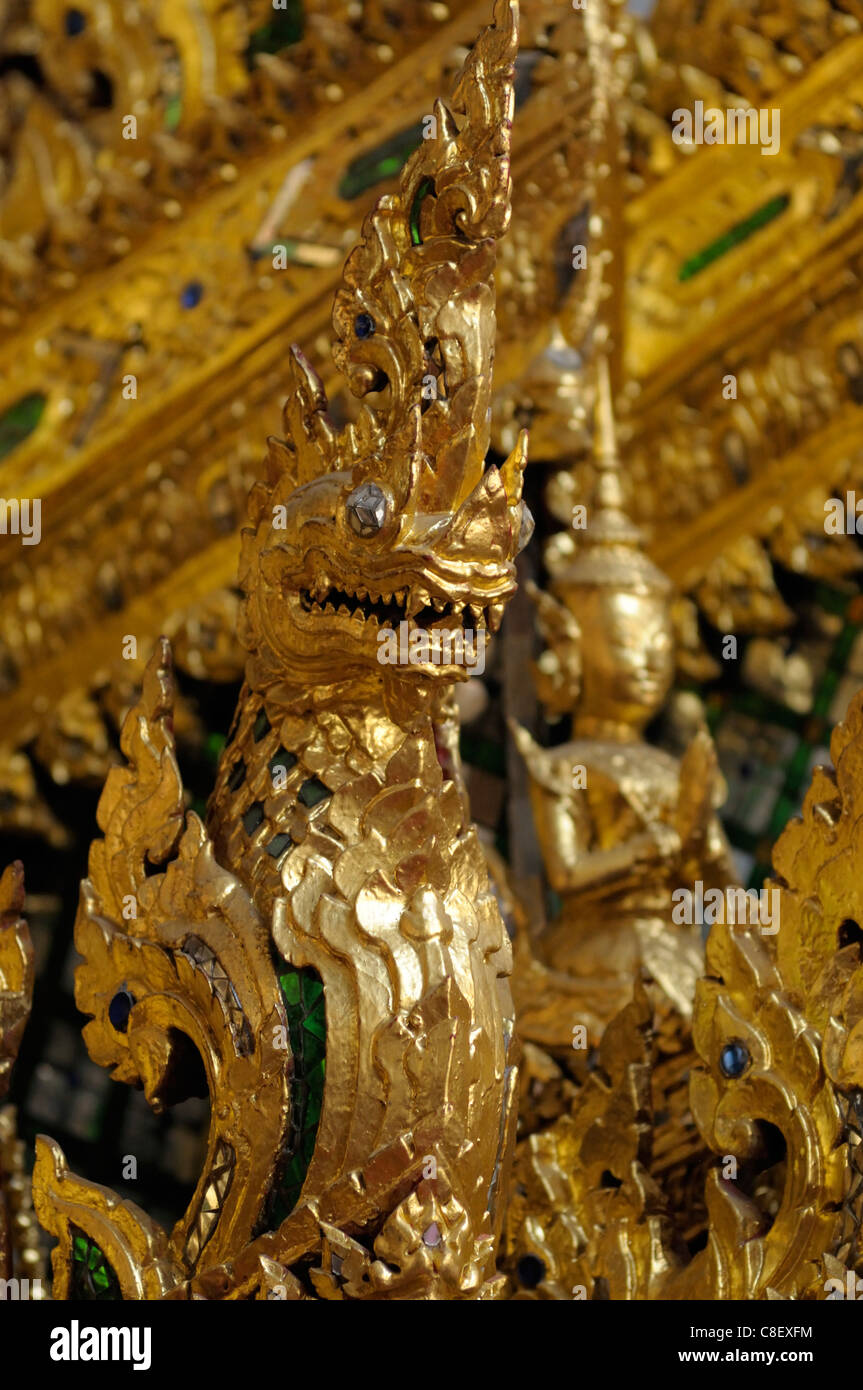Details, Royal, Funeral Chariots, National Museum, Old, City, town, Bangkok, Thailand, Asia, golden Stock Photo