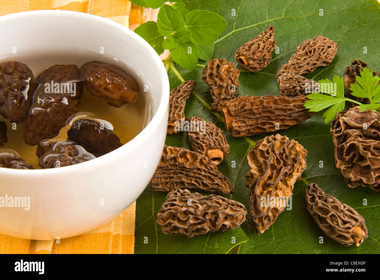 Dried morels, Italy Stock Photo Alamy