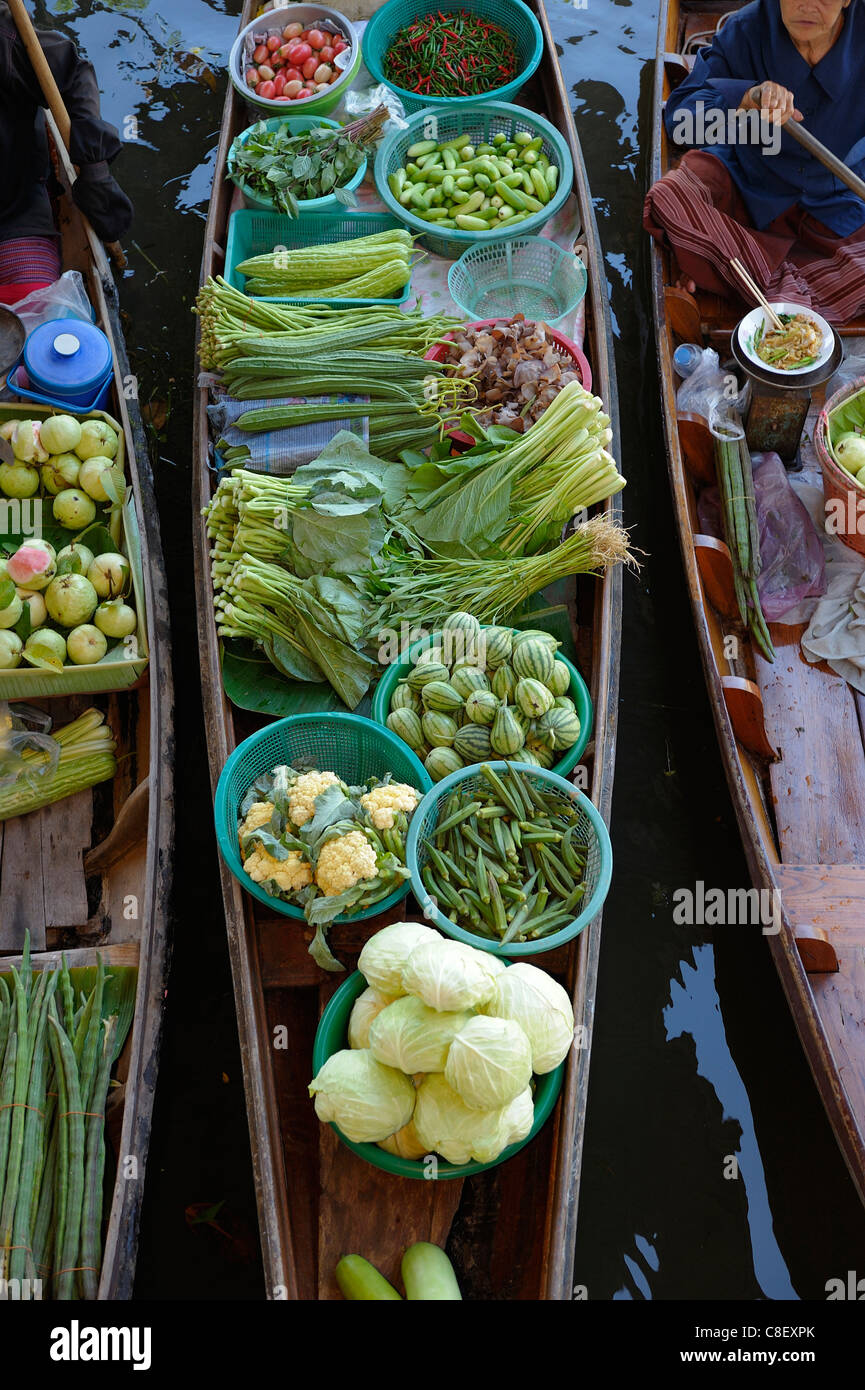 Damnoen Saduak, Floating Market, Bangkok, Thailand, Asia, vegetables Stock Photo