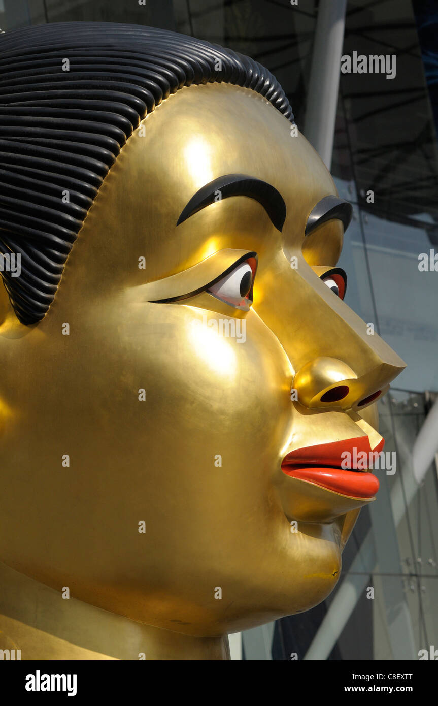 Head, golden, Ravinder Reddy, Central World, Shopping Center, City, Bangkok, Thailand, Asia, Stock Photo