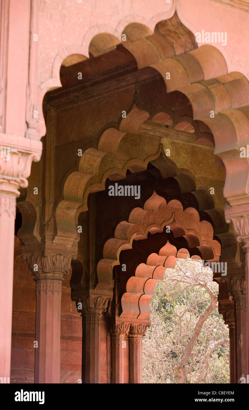 The arches of Diwan-i-Aam, Red Fort, Old Delhi, India Stock Photo