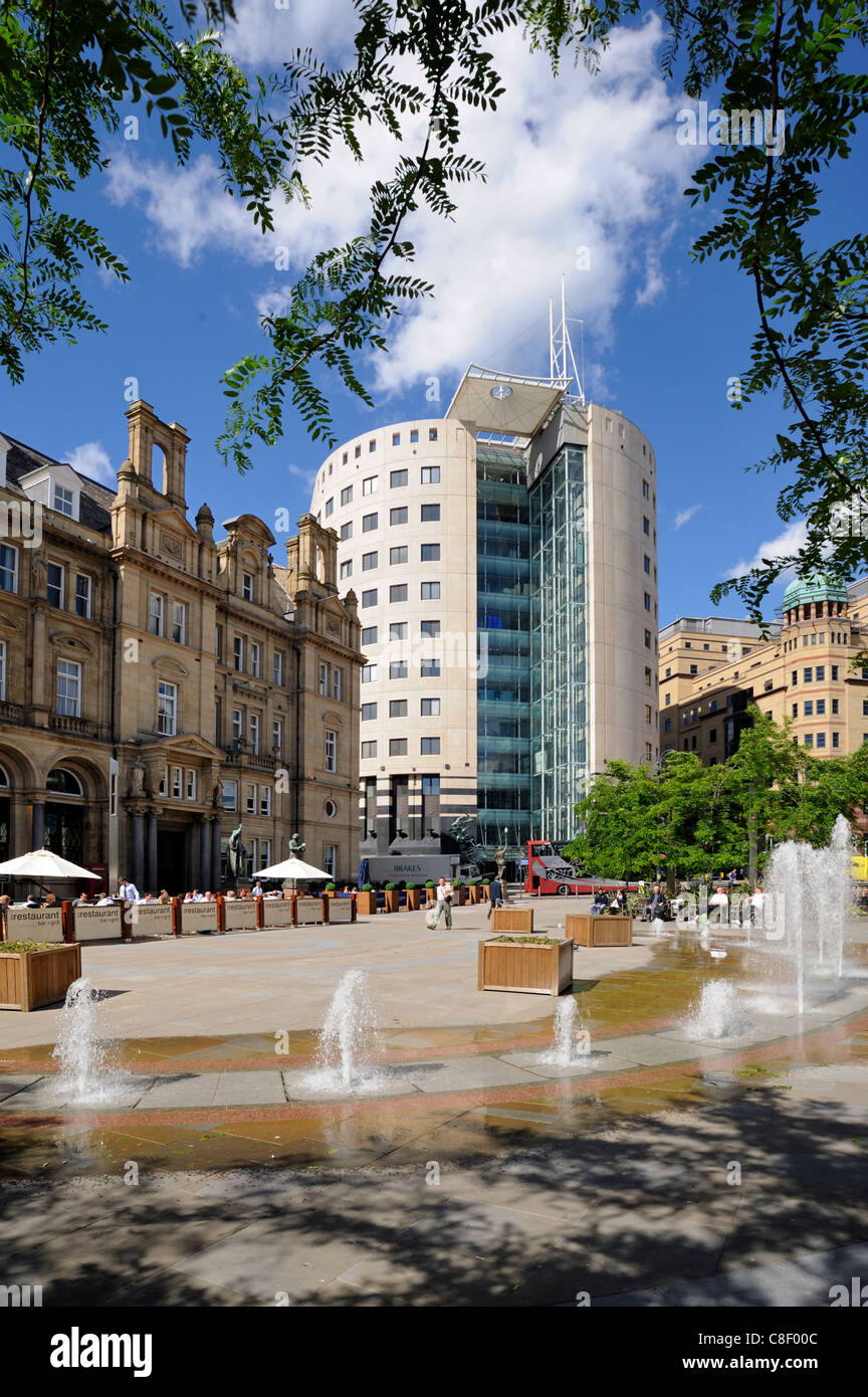 Fountains in City Square, Leeds, West Yorkshire, England, United Kingdom Stock Photo