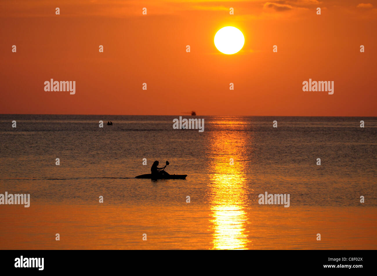 Kayaks, Sunset, Sai Ree, Beach, Koh Tao, Thailand, Asia, Stock Photo