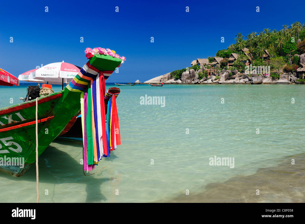 Longtail Boat, boat, Sai Ree, Beach, Koh Tao, Thailand, Asia, Stock Photo