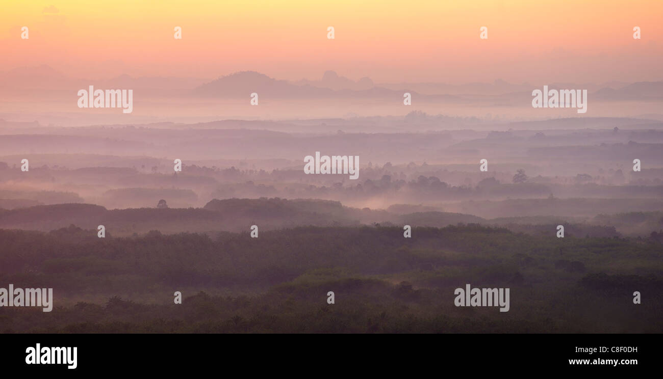 Sunrise, view, Hill  Wat Tham Sua, Krabi, Thailand, Asia, Stock Photo
