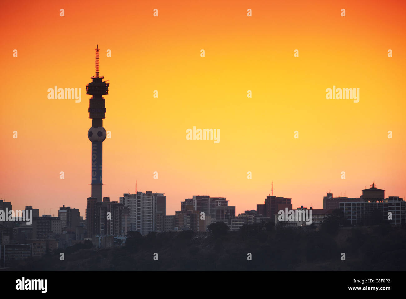 View of Johannesburg skyline at sunset, Gauteng, South Africa Stock