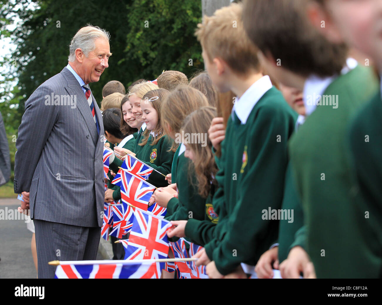 Britain's Prince Charles speaks with school children in Northern Ireland Stock Photo