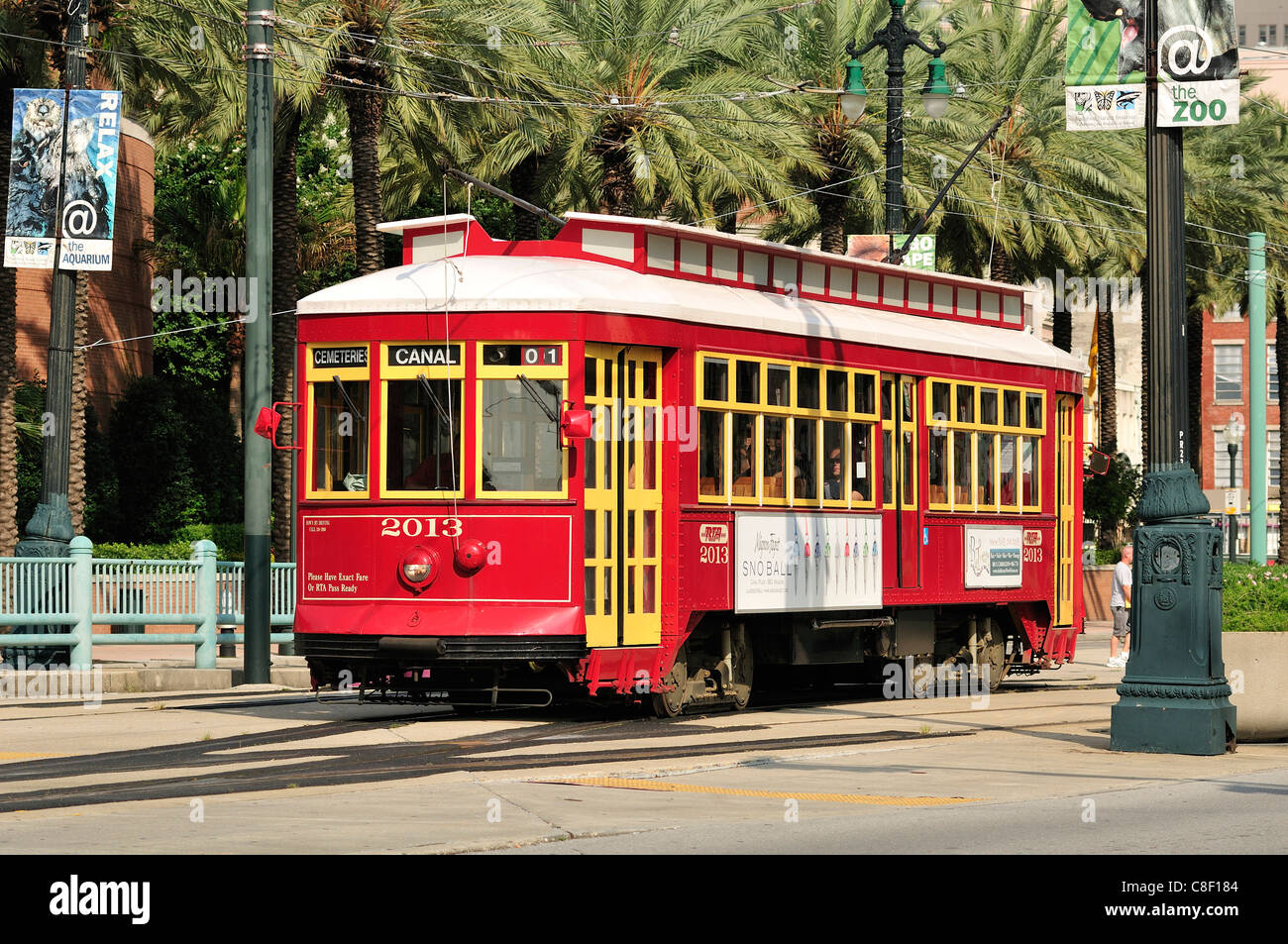 Red Streetcar, Canal Street, New Orleans, Louisiana, USA, United States, America, tourism, travel Stock Photo