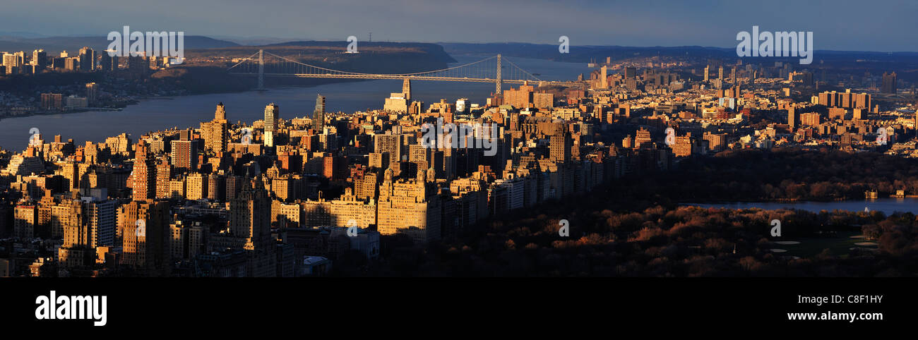 View, Hudson, River, Manhattan, New York, USA, United States, America, panorama Stock Photo