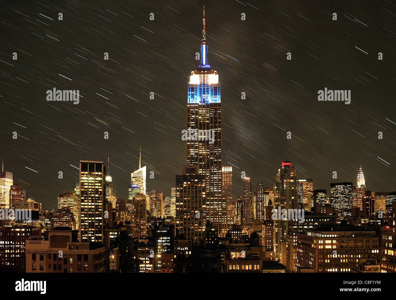 Empire State Building, Manhattan, New York, USA, United States, America, night, stars, sky Stock Photo