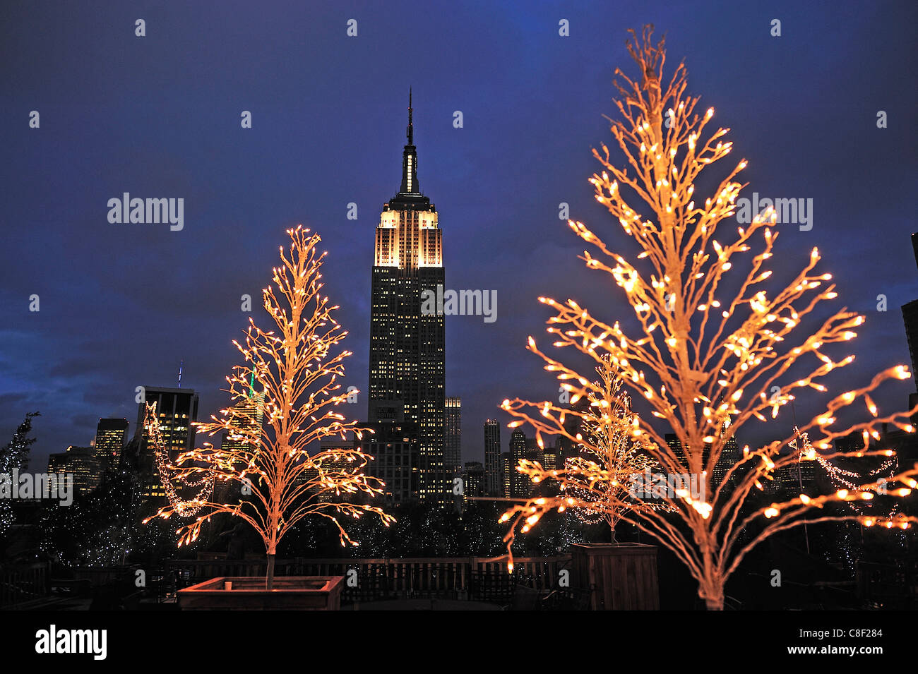 Empire State Building, Manhattan, New York, USA, United States, America, Christmas, lights Stock Photo