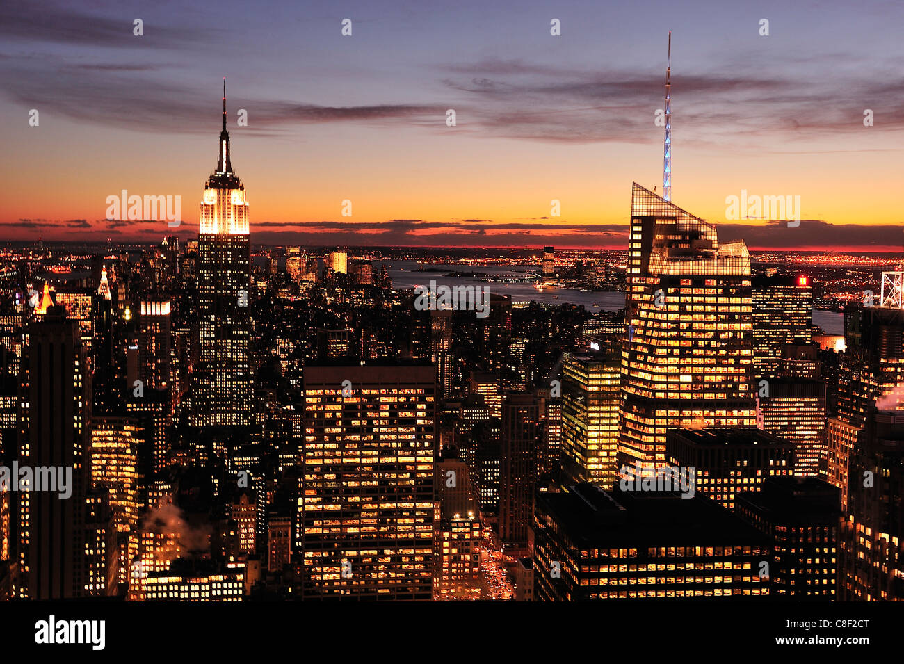 Empire State Building, Midtown, Manhattan, New York, USA, United States, America, skyline, night, lights Stock Photo