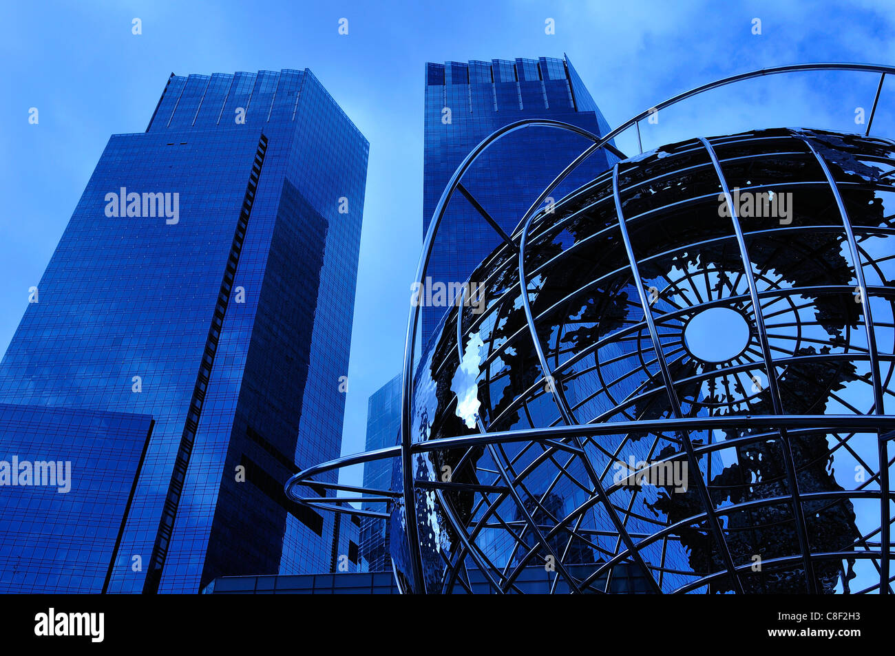 Time Warner Center, Columbus Circle, Manhattan, New York, USA, United States, America, sculpture, night Stock Photo