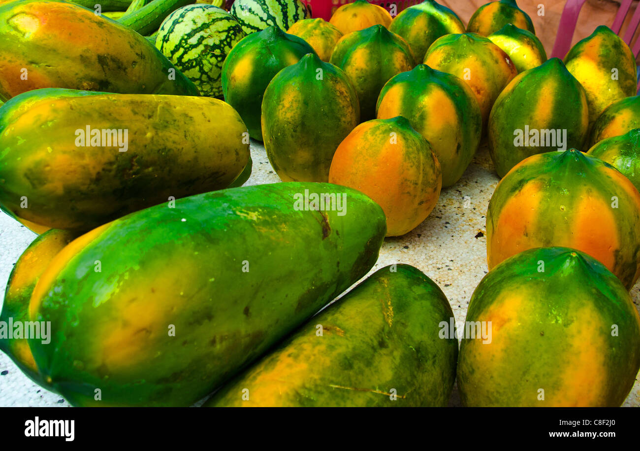 Papayas are widely enjoyed as a fruit in Maldives. Stock Photo
