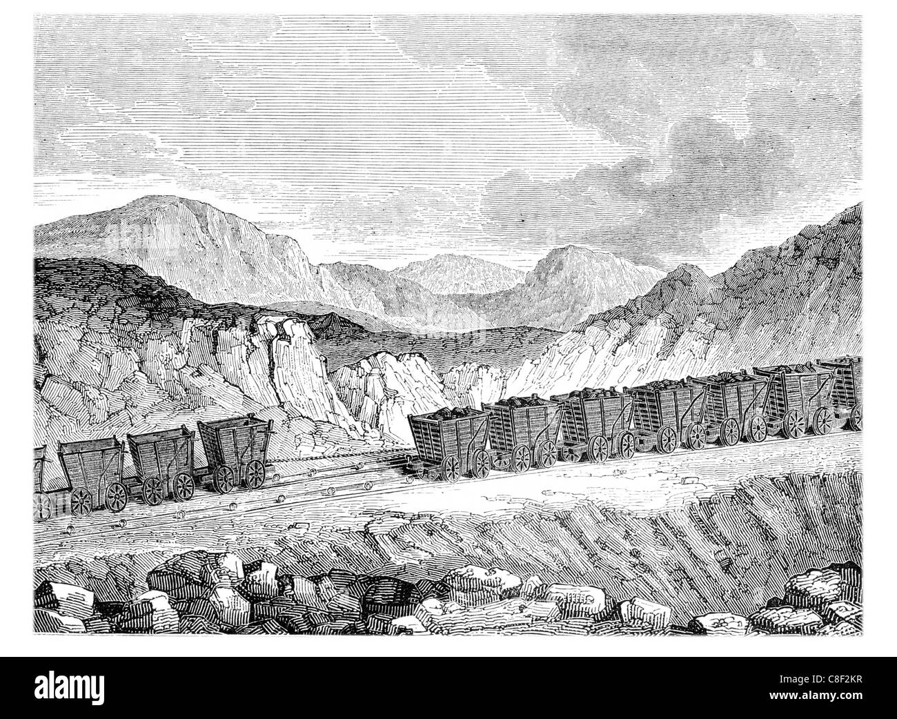 coal railway from south Hetton to Seaham Harbour with the ascending and descending trains County Durham Stock Photo