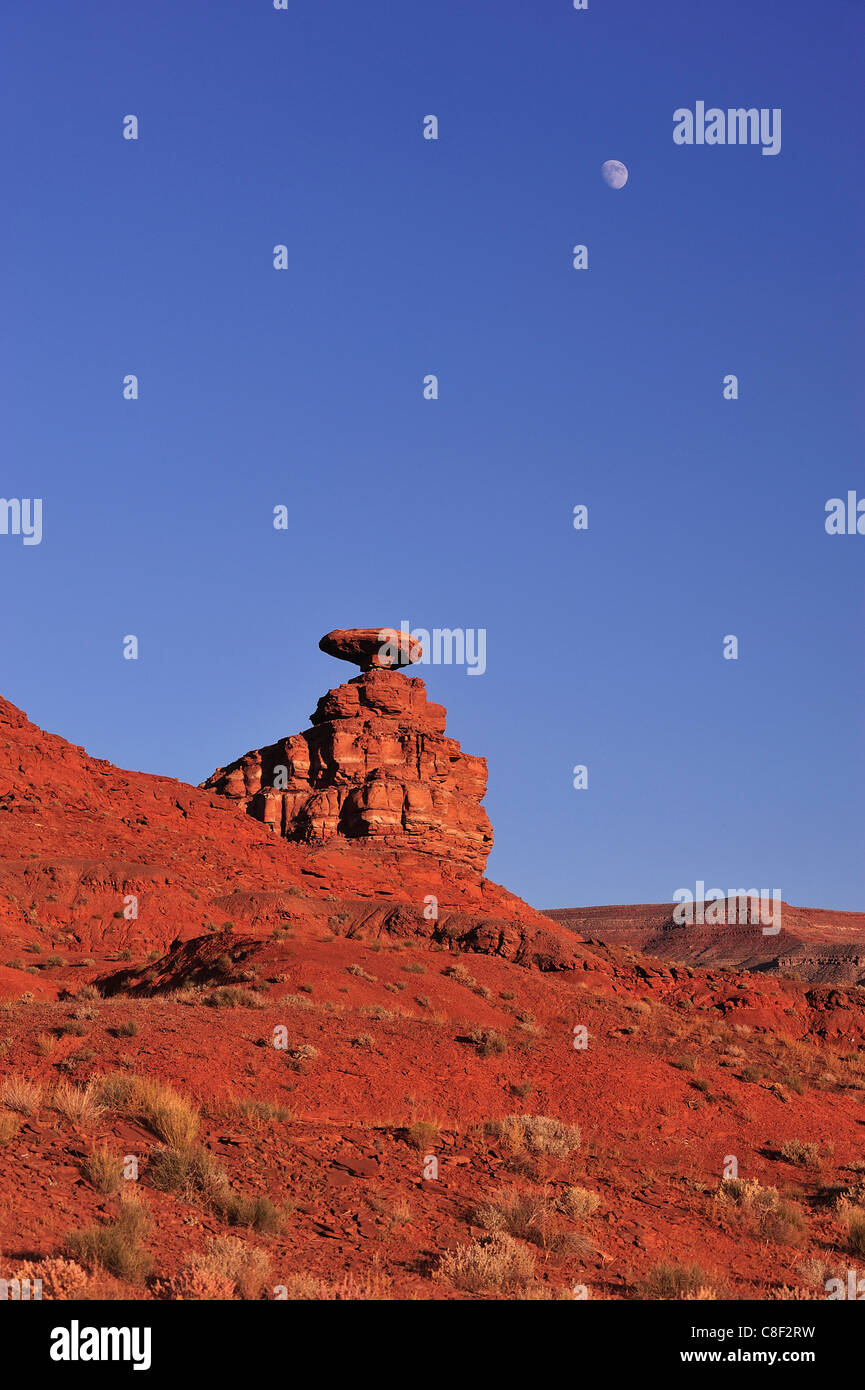 Mexican hat, Rock, Mexican, Colorado Plateau, Utah, USA, United States, America, red Stock Photo
