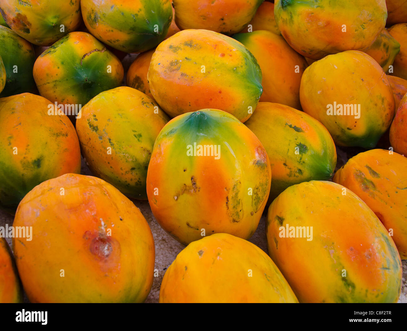 papayas sold in the local market of Male' Maldives Stock Photo