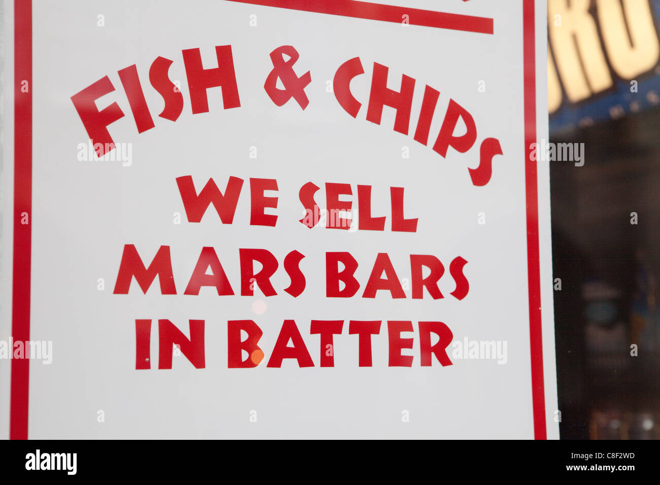 Fish and chips sign, Edinburgh, Scotland, United Kingdom Stock Photo