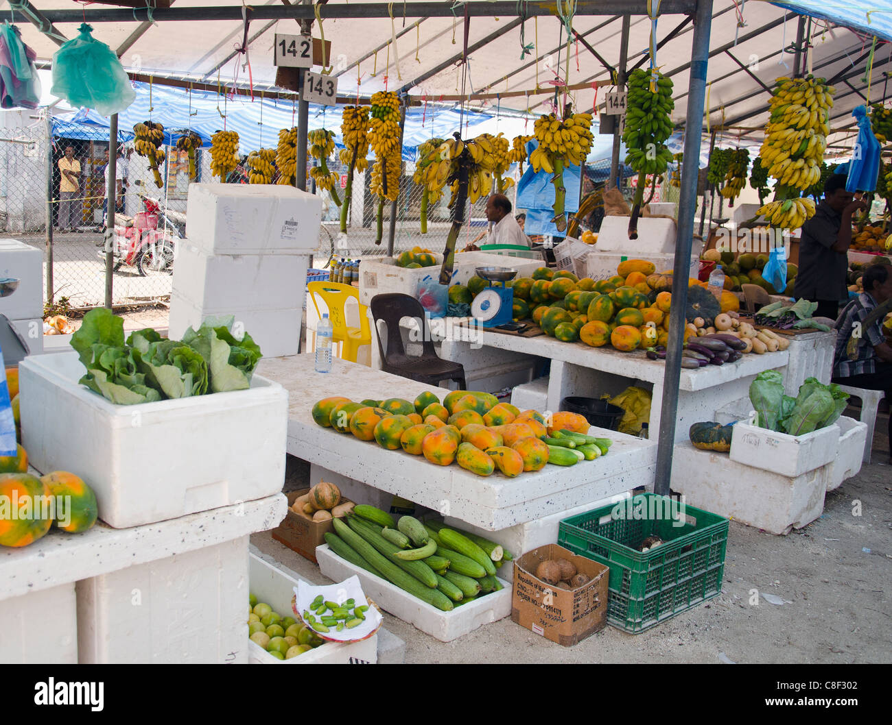 A temporary market set up in place of the local market, Male', Maldives. Stock Photo