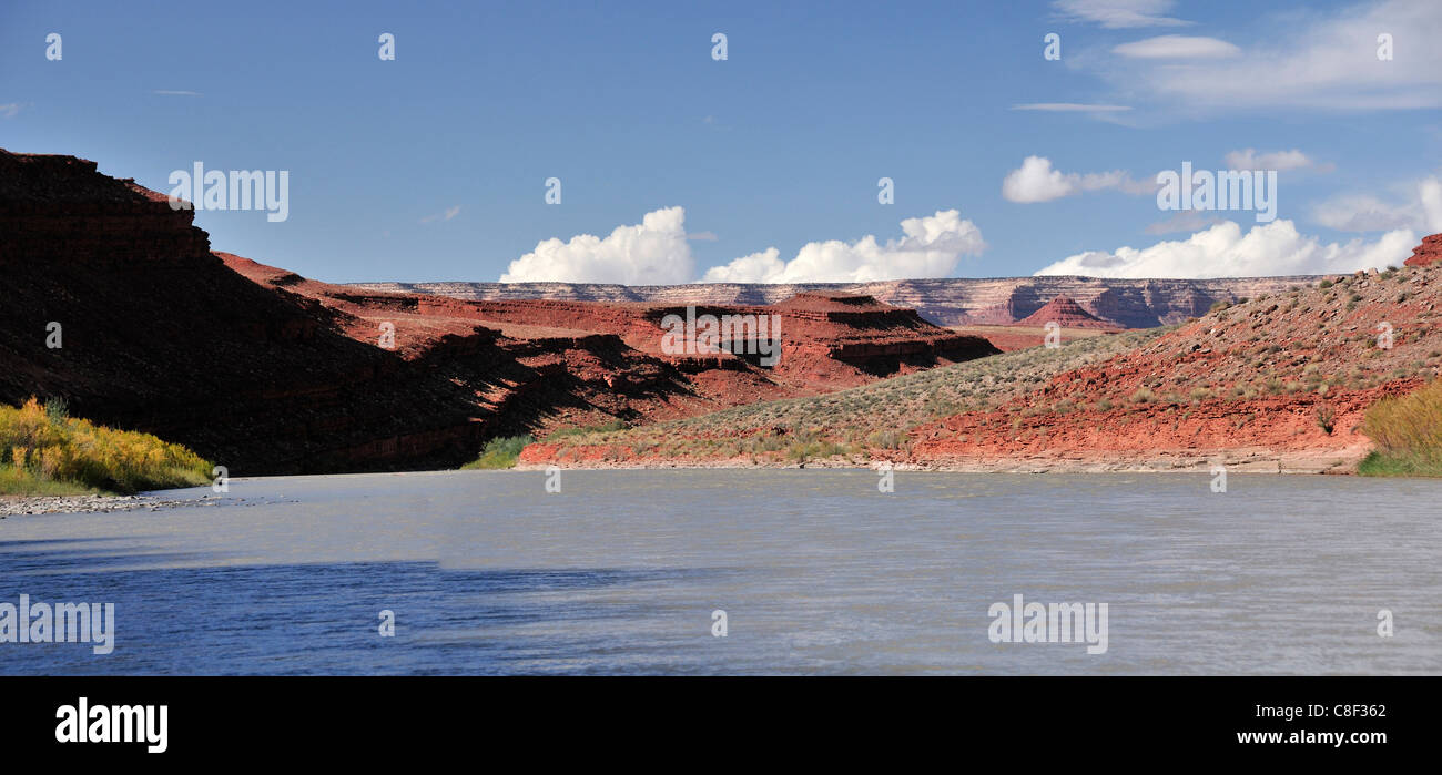 Cliffs, San Juan River, near Bluff, Colorado Plateau, Utah, USA, United States, America, Stock Photo