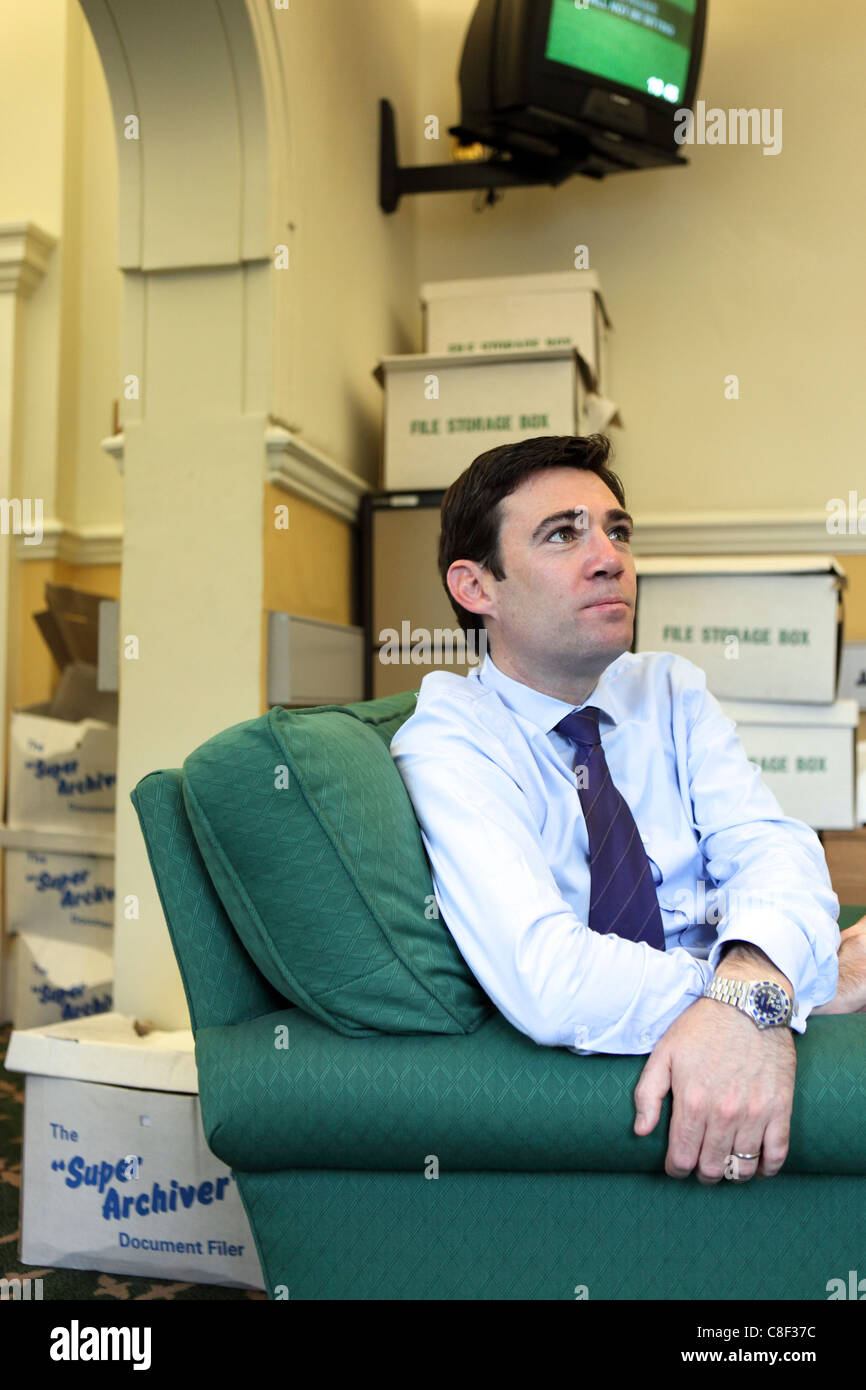 Andy Burnham, New Labour's Shadow Secretary of State for Health, House of Commons Office, Westminster, London, UK Stock Photo