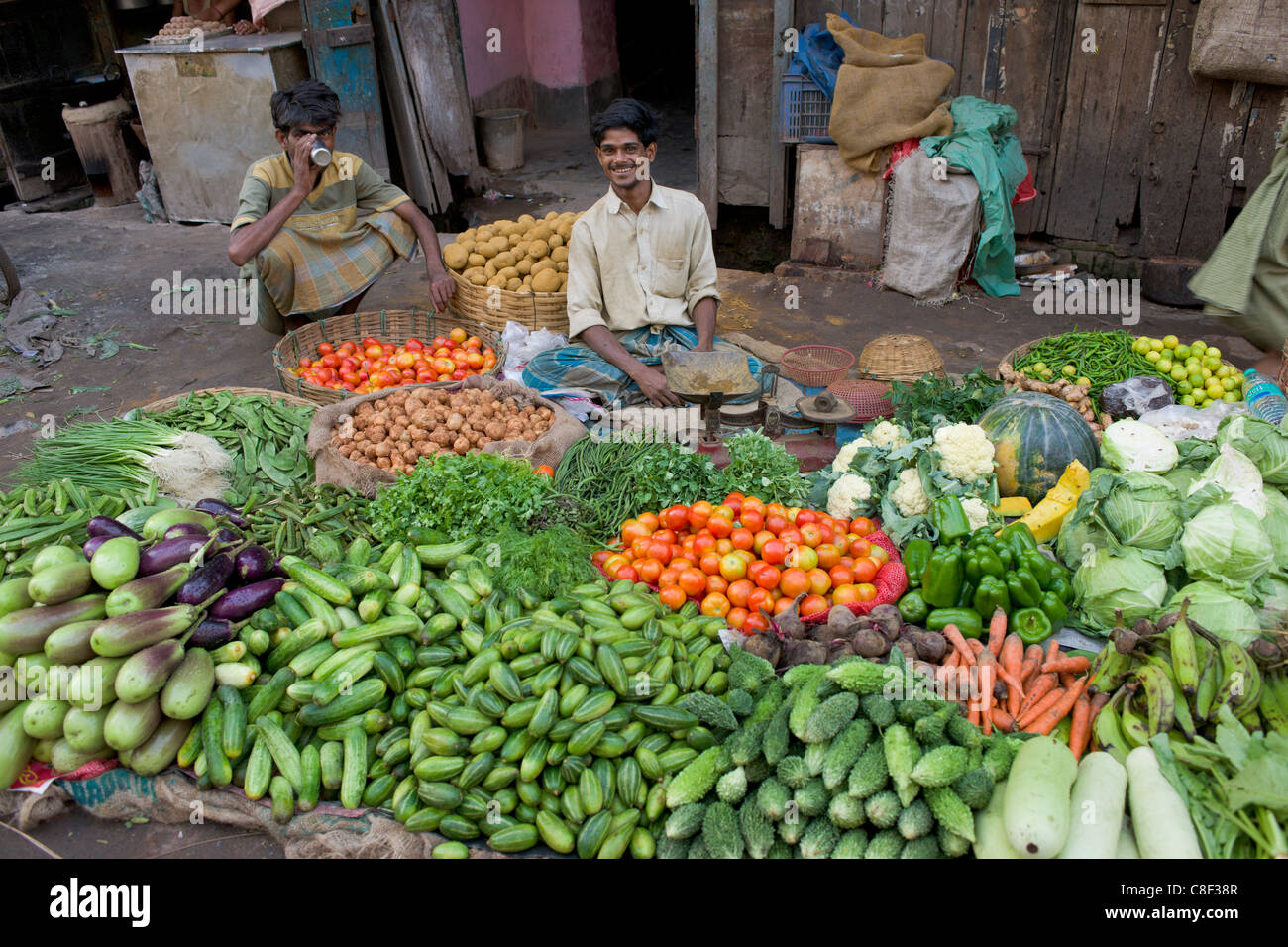 Roadside vegetable stall, Howrah, Kolkata (Calcutta), West Bengal