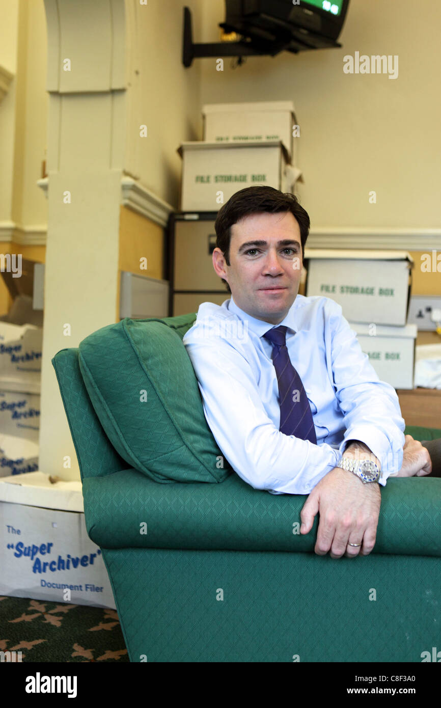Andy Burnham, New Labour's Shadow Secretary of State for Health, House of Commons Office, Westminster, London, UK Stock Photo