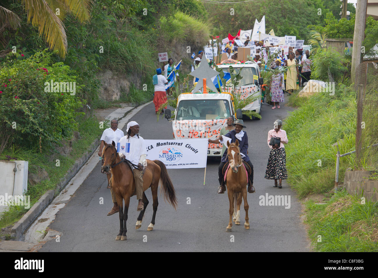 Costumed procession to celebrate 250 years of Methodism on the island, Montserrat Stock Photo