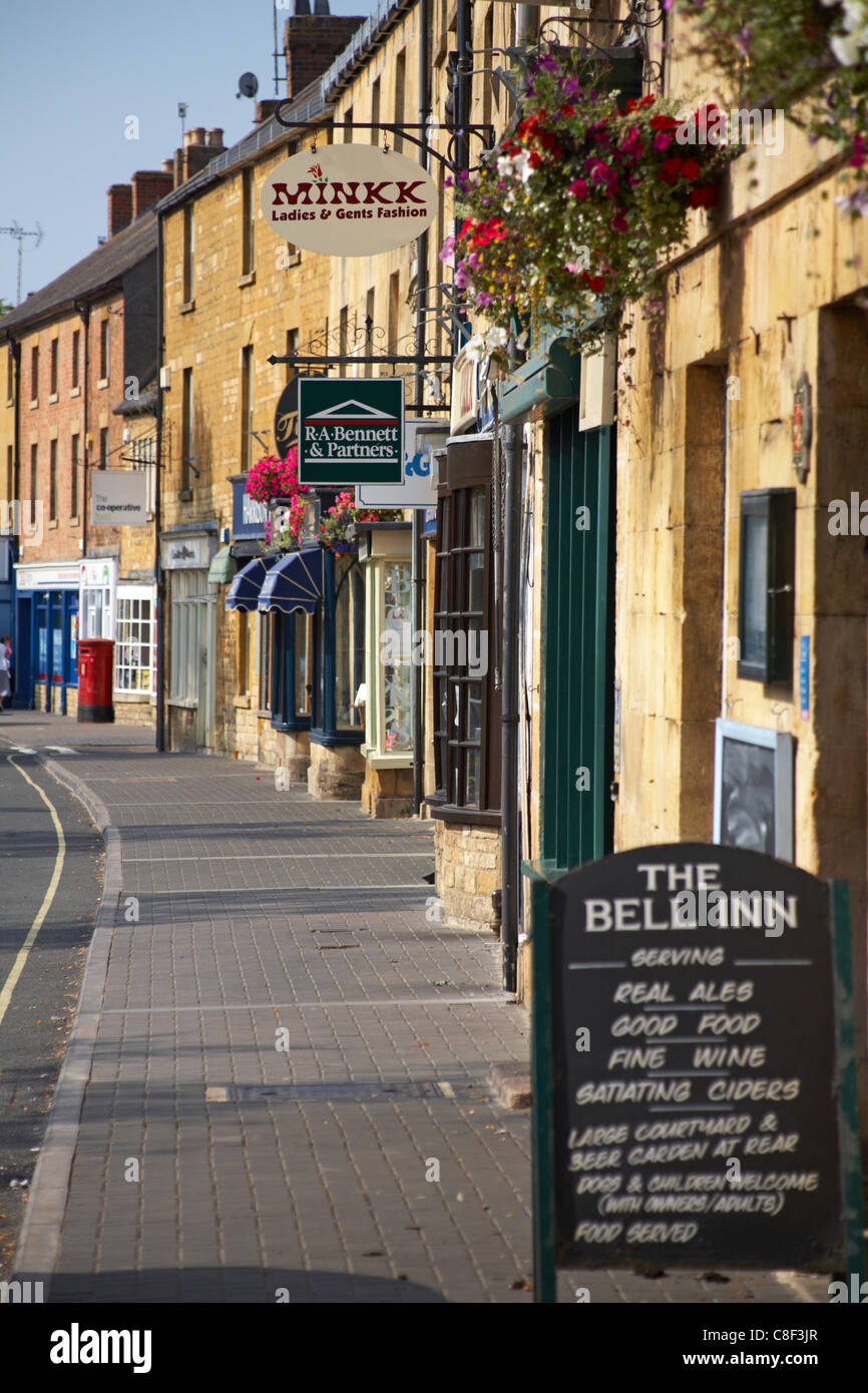 Buildings in High Street in Moreton in Marsh in the Cotswolds