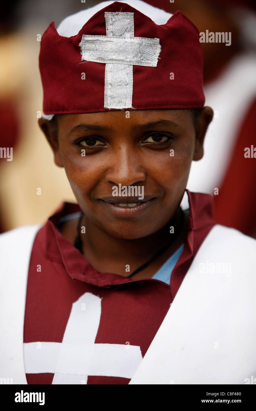 Ethiopian choir singer, Addis Ababa, Ethiopia Stock Photo