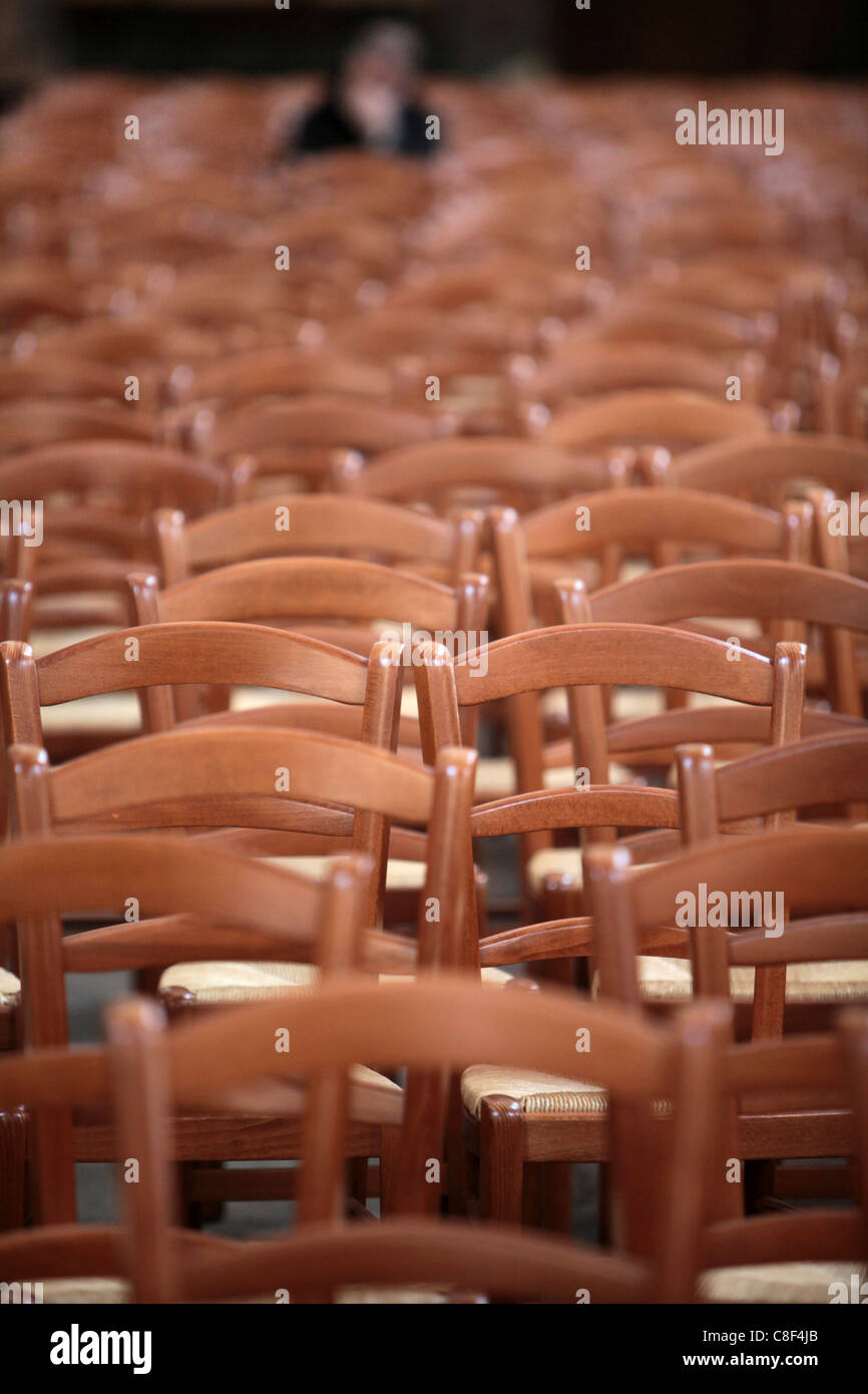 Chairs in Saint-Roch church, Paris, France Stock Photo