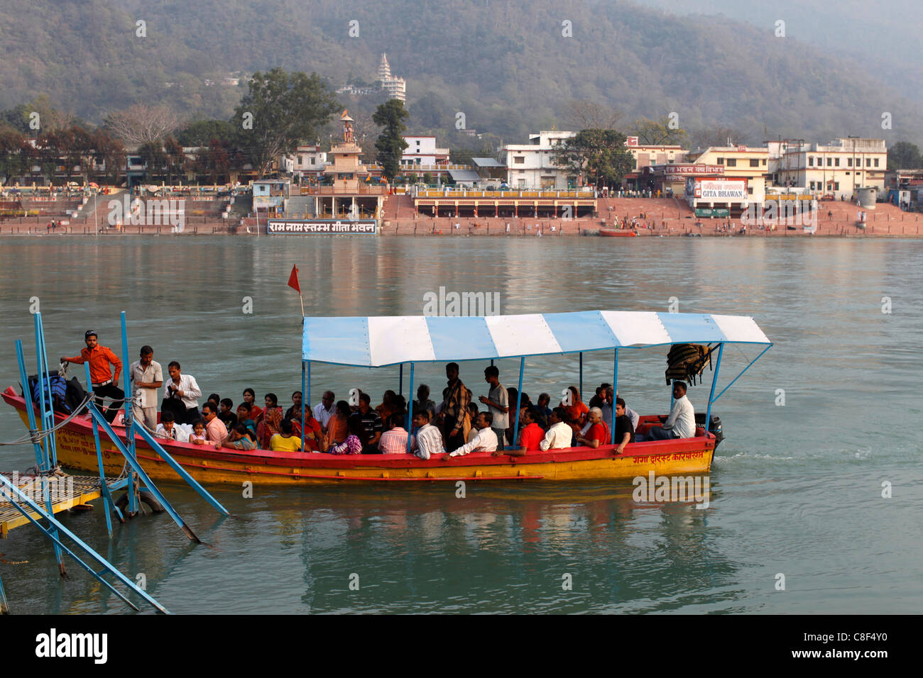 River Ganges boat, Rishikesh, Uttarakhand, India Stock Photo