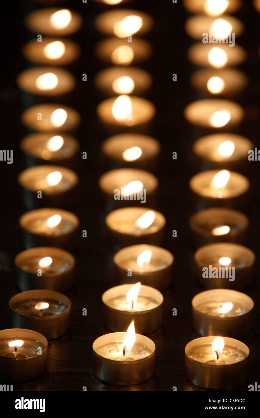 Candles in the Santuario della Consolata, Turin, Piedmont, Italy Stock Photo
