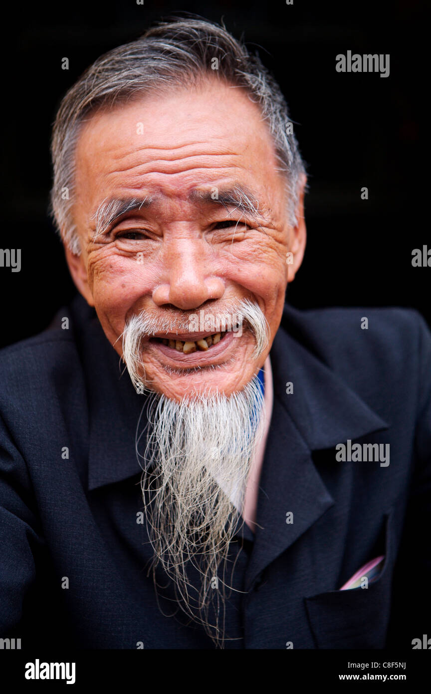 Village elder, Tam Ky, Vietnam, Indochina, Southeast Asia Stock Photo
